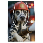 Birthday Dalmatian Dog With a Fire Hose Medium Cadeauzakje (Voorkant)