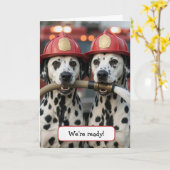 Birthday Dalmatian Dogs Holding a Fireman Hose Kaart (Gele Bloem)