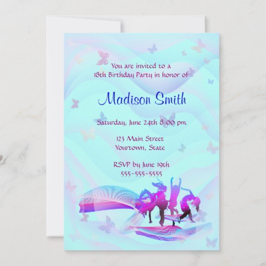 Birthday Dance Party Kaart (Achterkant)