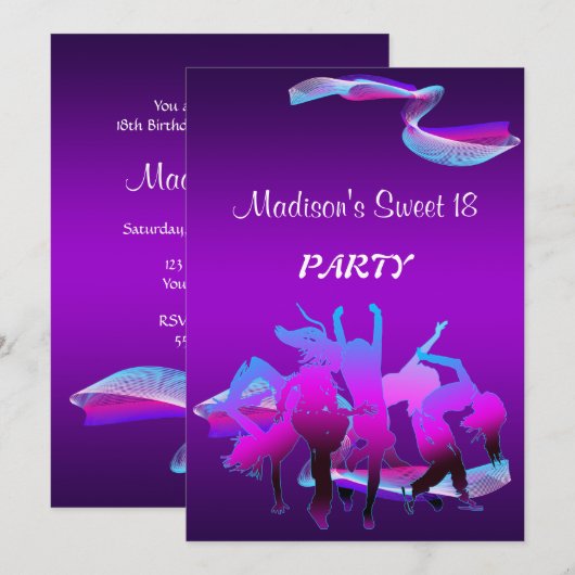 Birthday Dance Party Kaart (Voorkant / Achterkant)