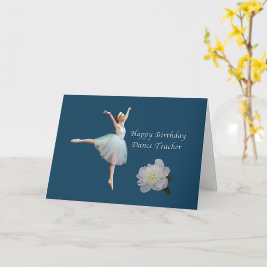Birthday, Dance Teacher, Ballerina en Peony Kaart (Gele Bloem)