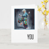Birthday Dancing Old Lady  Kaart (Gele Bloem)