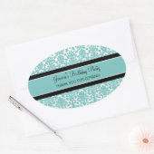 Birthday - dank je aangepaste naam voor Blauwgroen Ovale Sticker (Envelop)