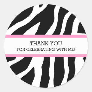 Birthday - dank je aangepaste Zebra voor favoriete Ronde Sticker
