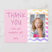 Birthday Dank je Kinder Foto Briefkaart Roze meisj (Voorkant)