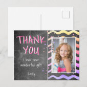 Birthday Dank je Kinder Foto Briefkaart Roze meisj (Voorkant / Achterkant)