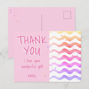 Birthday Dank je roze Golve Girl Briefkaart