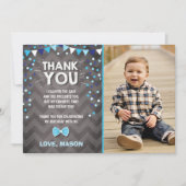 Birthday Dank je wel een marineblauw Bowtie Bedankkaart (Voorkant)