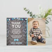 Birthday Dank je wel een marineblauw Bowtie Bedankkaart (Staand voorkant)