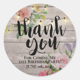 Birthday Dank u het strijken licht van het Rustige Ronde Sticker