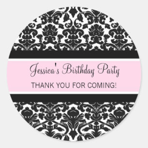 Birthday Dank u voor uw aangepaste naam Favor Tags Ronde Sticker