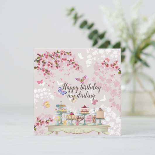 Birthday darling feestdagenkaart (Staand voorkant)