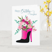Birthday Daughter BeauightFlowers High Hiel Shoe Kaart (Gele Bloem)