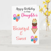 Birthday Daughter Flowers Ice Cream Kaart (Gele Bloem)