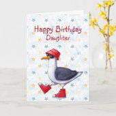Birthday Daughter Fun Cute Seagull Bird Kaart (Gele Bloem)