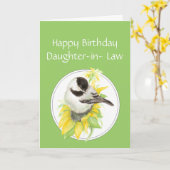 Birthday Daughter in Law Chickadee Sunflower Bird Kaart (Gele Bloem)