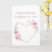 Birthday Daughter in Law Flower Heart Kaart (Gele Bloem)