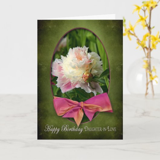 BIRTHDAY - DAUGHTER-IN-LOVE - KONIES/BOW KAART (Gele Bloem)