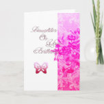 Birthday Daughter (roze) Kaart<br><div class="desc">Roze floral met een butterflies verjaardagskaart</div>