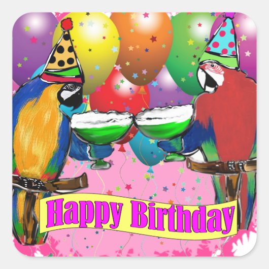 BIRTHDAY-DELEN VIERKANTE STICKER (Voorkant)