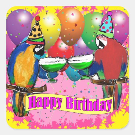 BIRTHDAY-DELEN VIERKANTE STICKER (Voorkant)