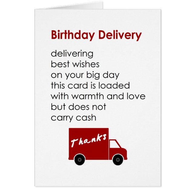 Birthday Delivery - een grappig gedicht voor een g (Voorkant)