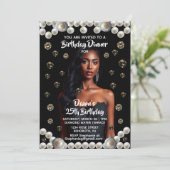 Birthday Dinner Black, Diamond, & Pearl Photo Kaart (Staand voorkant)