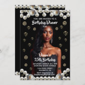 Birthday Dinner Black, Diamond, & Pearl Photo Kaart (Voorkant / Achterkant)