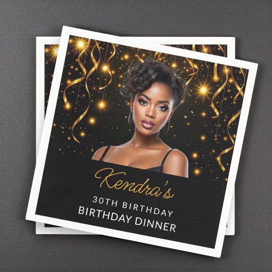 Birthday Dinner Gold and Black Photo Instagram Servet