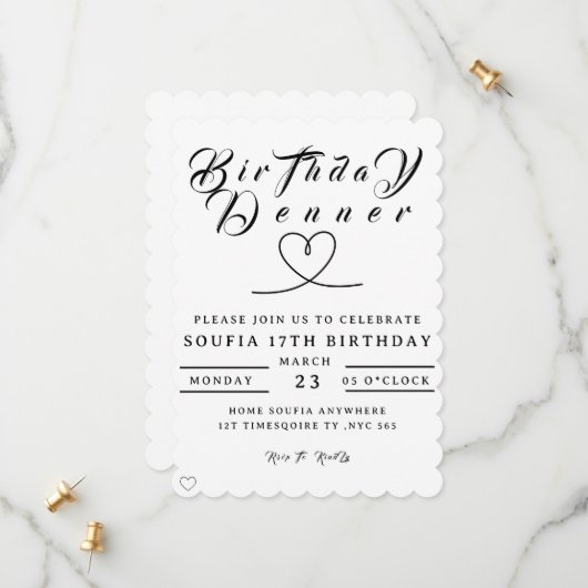 Birthday Dinner Invitation, Editable Birthday Dinn Save The Date (Voorkant / Achterkant in situ)