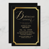  Birthday Dinner Modern & Minimal Black  Kaart (Voorkant / Achterkant)