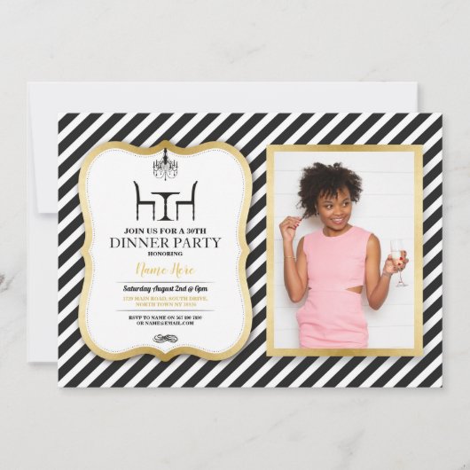 Birthday Dinner Party Gold Elegant Chandelier Kaart (Voorkant)