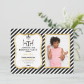 Birthday Dinner Party Gold Elegant Chandelier Kaart (Staand voorkant)