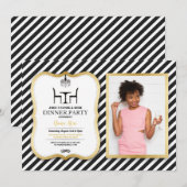 Birthday Dinner Party Gold Elegant Chandelier Kaart (Voorkant / Achterkant)