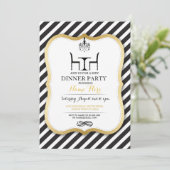 Birthday Dinner Party Gold Elegant Invitation Kaart (Staand voorkant)