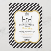 Birthday Dinner Party Gold Elegant Invitation Kaart (Voorkant / Achterkant)