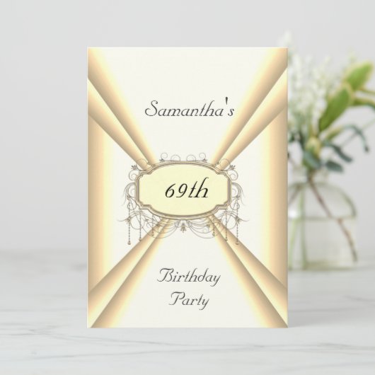 Birthday Dinner Party white and yellow gold Kaart (Staand voorkant)