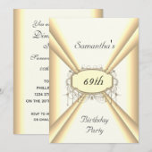 Birthday Dinner Party white and yellow gold Kaart (Voorkant / Achterkant)