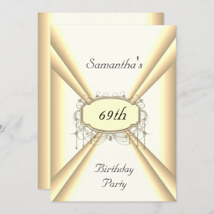 Birthday Dinner Party white and yellow gold Kaart