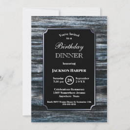 Birthday Dinner Wood Party Invitation Kaart