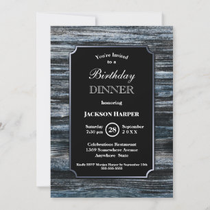 Birthday Dinner Wood Party Invitation Kaart