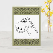 Birthday Dinosaur Cheer (Kleur me) Kaart (Gele Bloem)