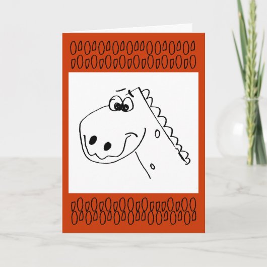 Birthday Dinosaur (Kleur me) Kaart (Voorkant)