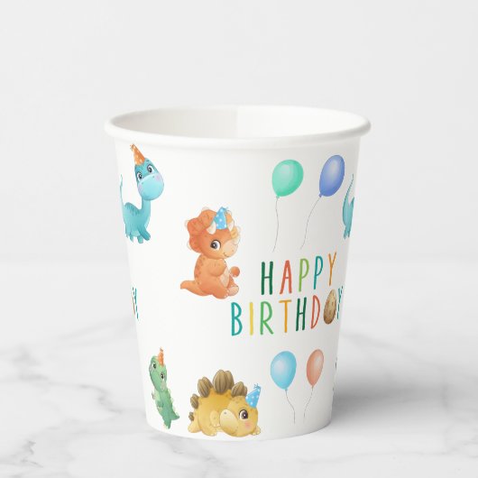 Birthday Dinosaur Papieren Bekers (Links)