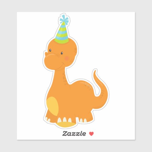Birthday Dinosaur, Party Dinosaur, Dino, Party Pet Sticker (Vel)