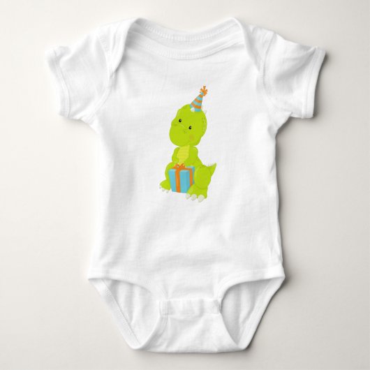 Birthday Dinosaur, Party Dinosaur, Gift, Party Pet Romper (Voorkant)