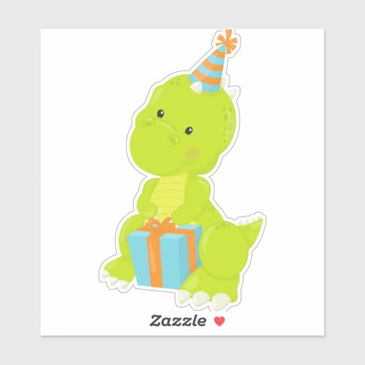 Birthday Dinosaur, Party Dinosaur, Gift, Party Pet Sticker (Vel)