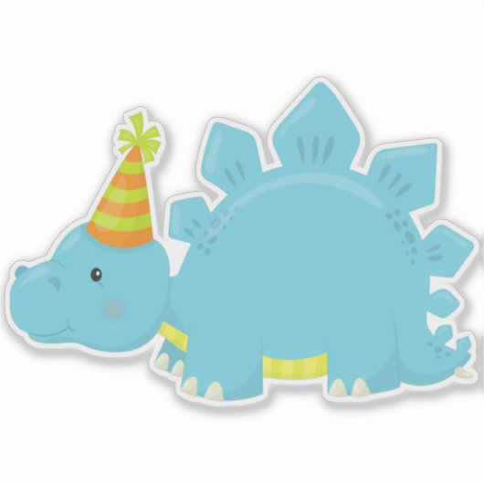 Birthday Dinosaur, Party Dinosaur, Party Pet, Dino Sticker (Voorkant)