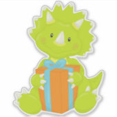 Birthday Dinosaur, Party Dinosaur, Party Pet, Gift Sticker (Voorkant)