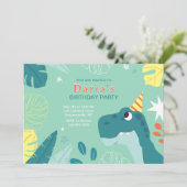 Birthday Dinosaur Party Kaart (Staand voorkant)